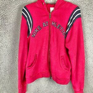 Nike Athletics Womens Y2K Embroidered Varsity hooded sweatshirt Size Large Pink